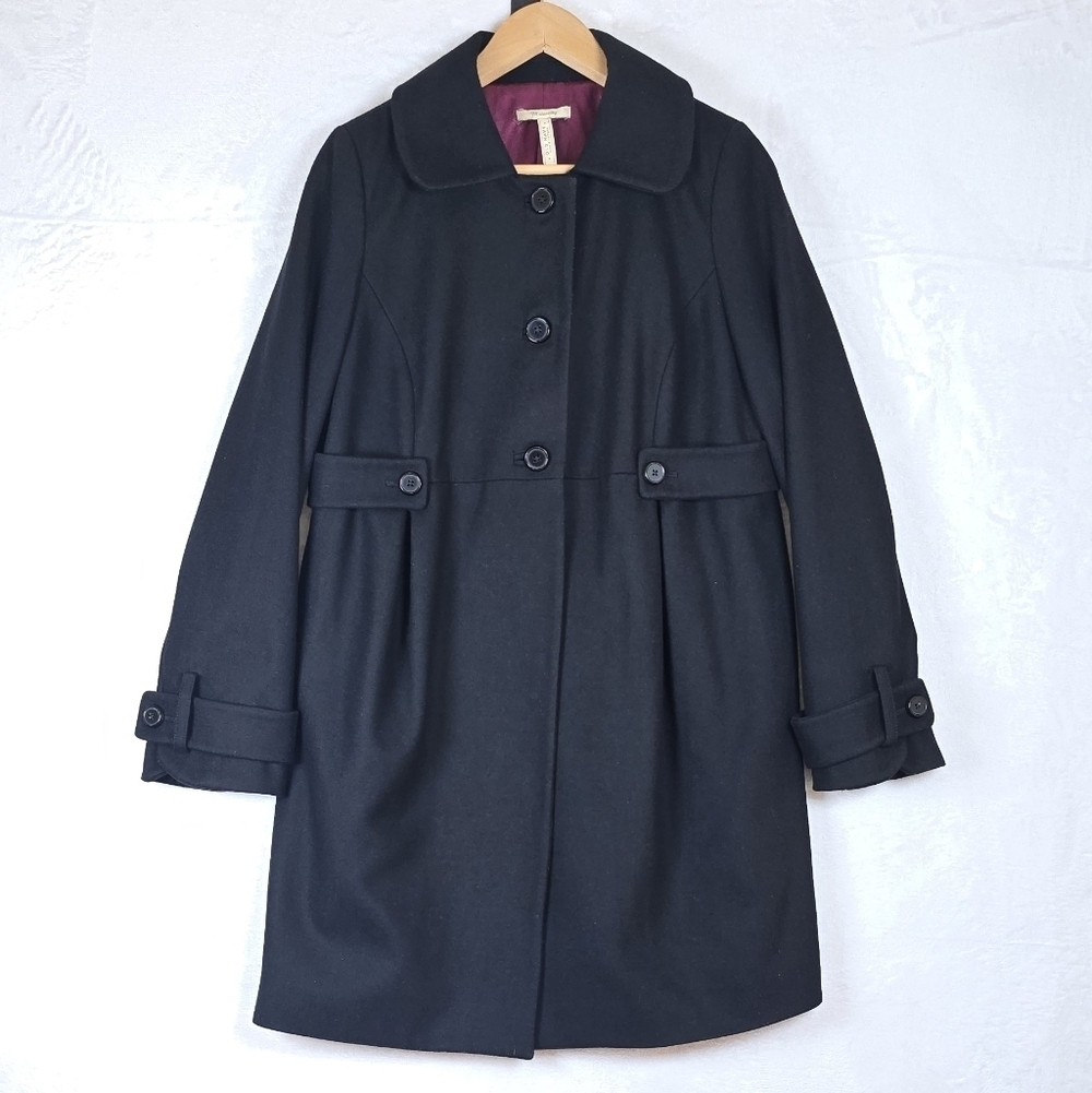Old Navy Maternity Wool Blend A-Line Empire Coat Classic Black Sz.M